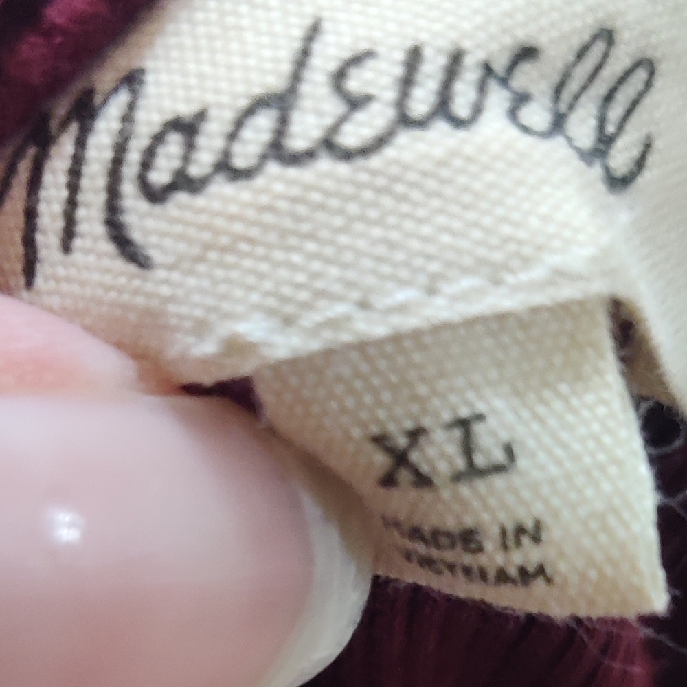 Maroon Madewell Mock Neck Puff Sleeve Bodysuit - Picture 5 of 6